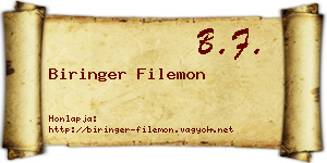 Biringer Filemon névjegykártya
